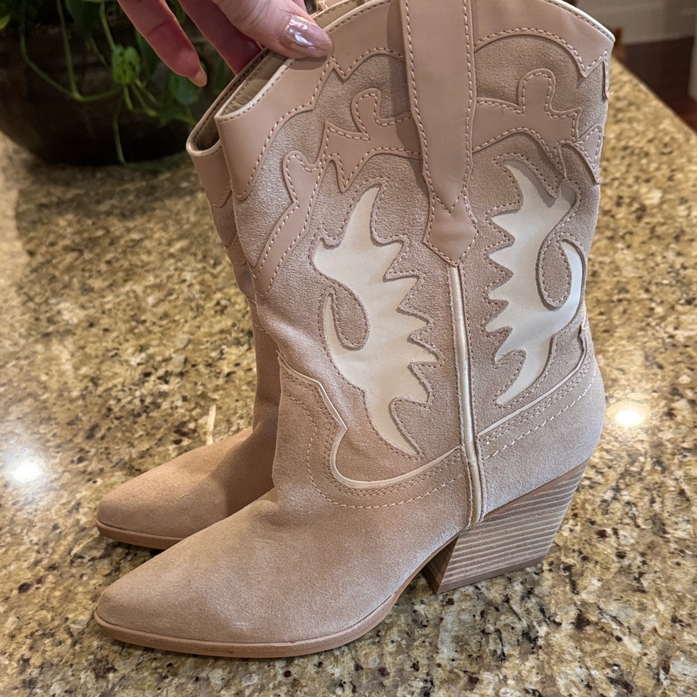 Dolce Vita Beige Western Heeled Boots